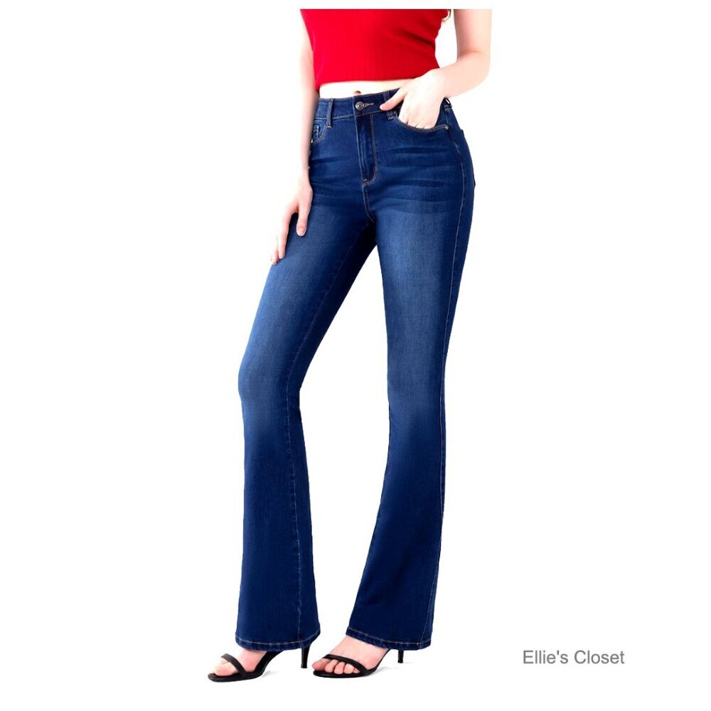 Curvy Stretchy Bootcut Flare Denim Jeans High Waist Wide Leg